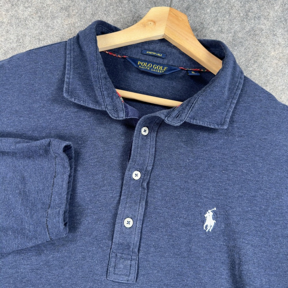 Polo Golf Ralph Lauren Polo Shirt Mens XL Blue Long Sleeve Stretch Lisle Jersey